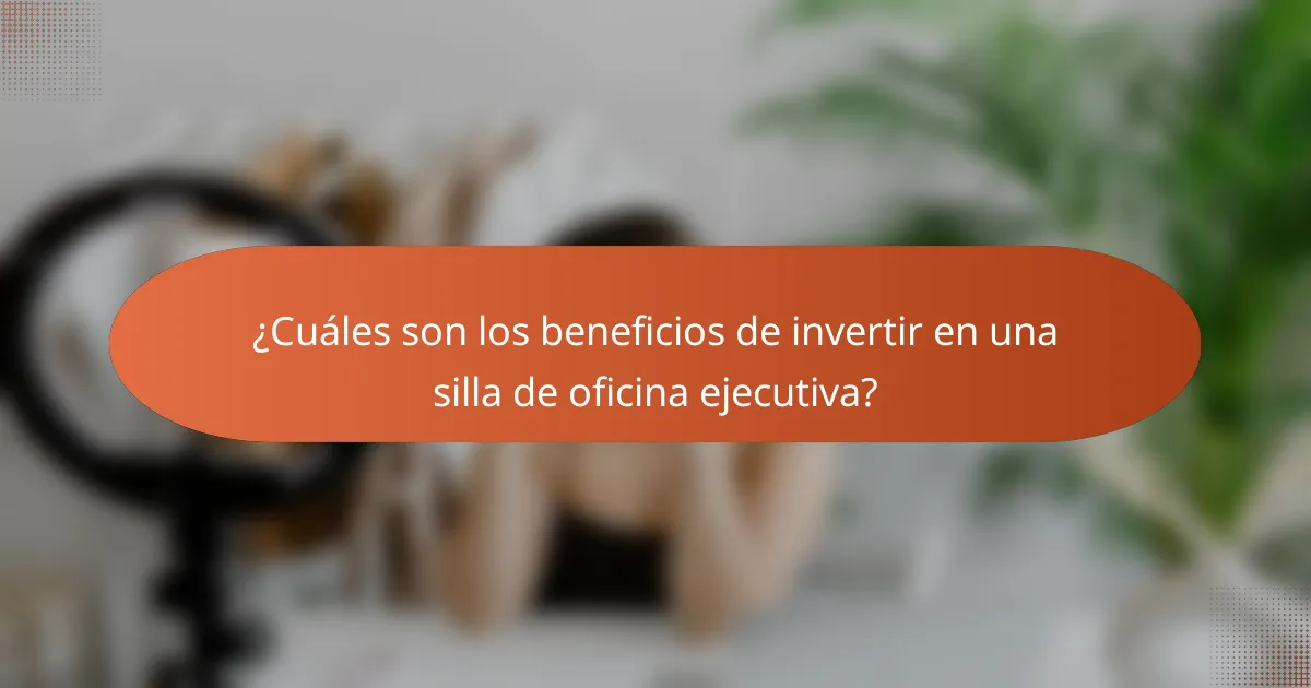¿Cuáles son los beneficios de invertir en una silla de oficina ejecutiva?